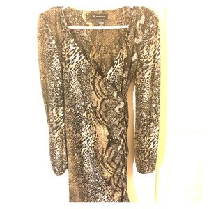 INC Animal print long sleeved dress size XS